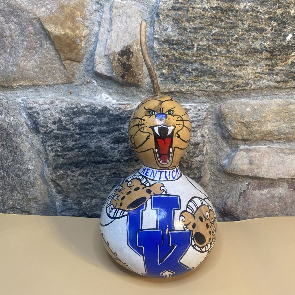 Unique Hand Painted University of Kentucky Wildcats Decorative Gourd Art